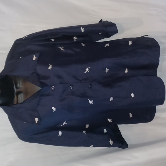 I. S. C. Jackets & Blazers - Women’s Silk Jacket, M, lined, lightweight, Animals Embroidered, Navy & White